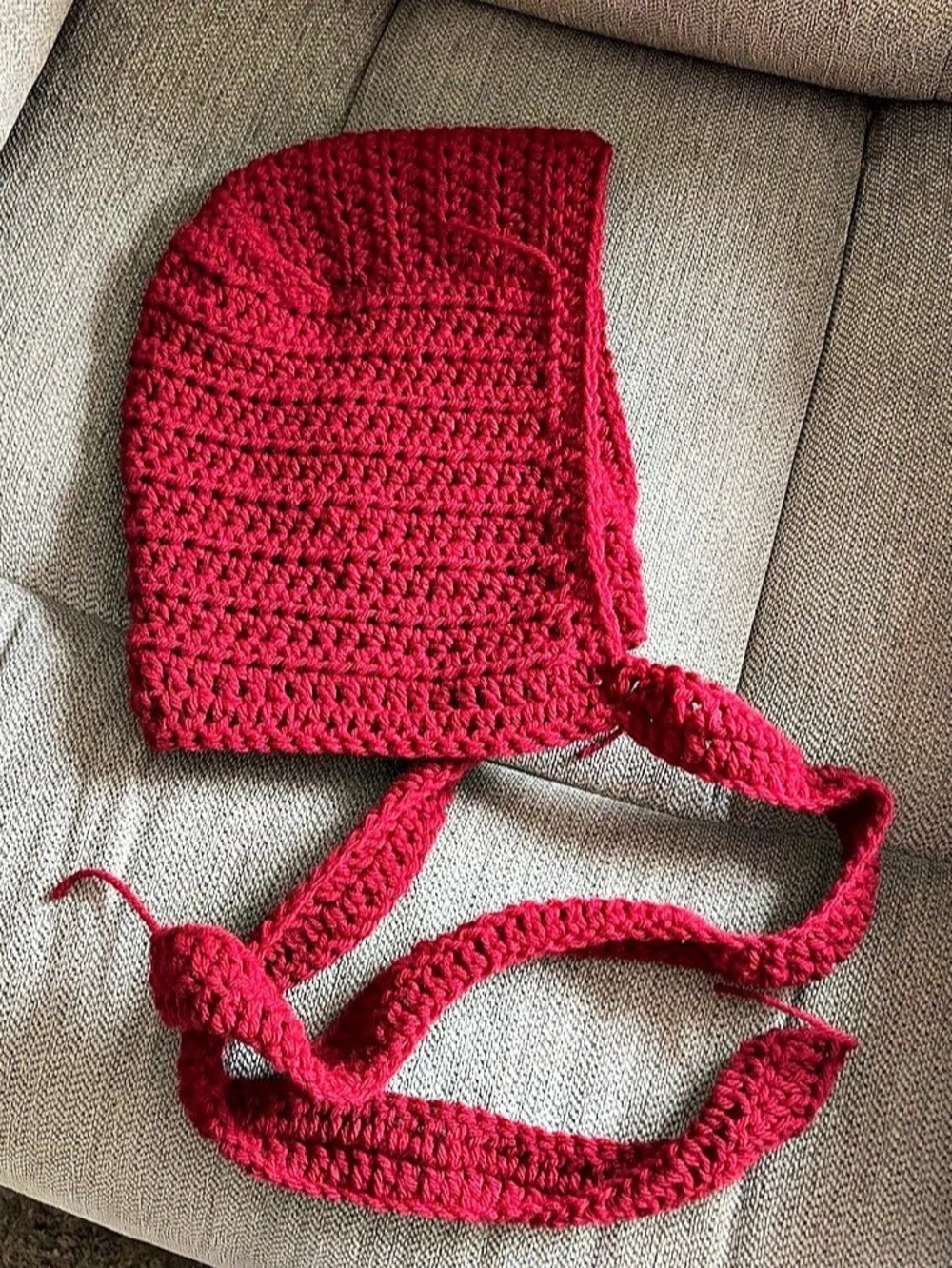 Hand-Knit Bonnet in Red